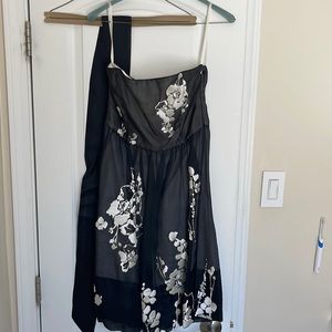 Black Dress/Embroidered Flowers